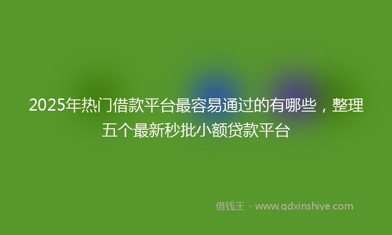 2025年热门借款平台最容易通过的有哪些，整理五个最新秒批小额贷款平台