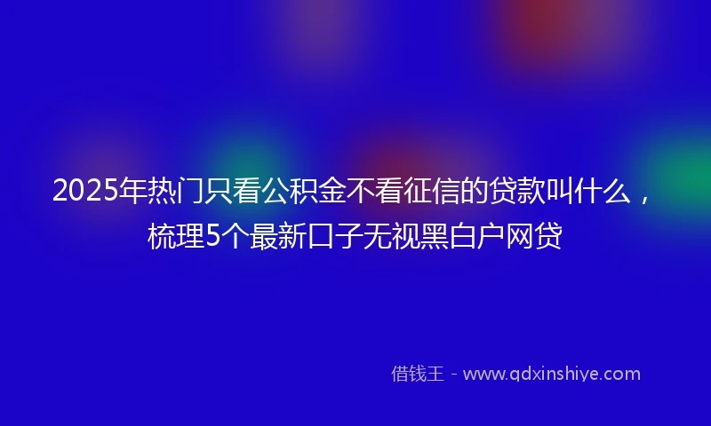 2025年热门只看公积金不看征信的贷款叫什么，梳理5个最新口子无视黑白户网贷