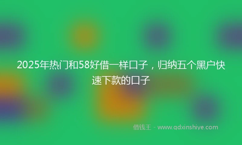 2025年热门和58好借一样口子，归纳五个黑户快速下款的口子