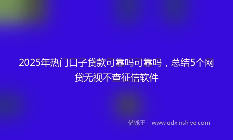 2025年热门口子贷款可靠吗可靠吗，总结5个网贷无视不查征信软件