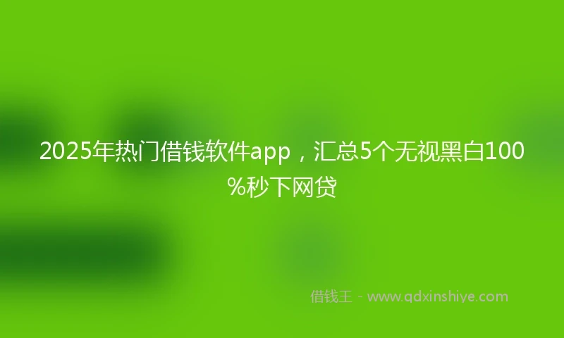 2025年热门借钱软件app，汇总5个无视黑白100%秒下网贷