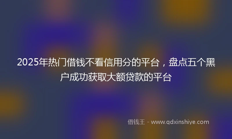 2025年热门借钱不看信用分的平台，盘点五个黑户成功获取大额贷款的平台