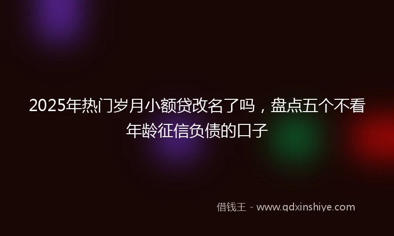 2025年热门岁月小额贷改名了吗，盘点五个不看年龄征信负债的口子