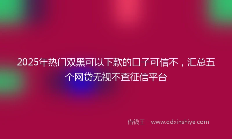 2025年热门双黑可以下款的口子可信不，汇总五个网贷无视不查征信平台