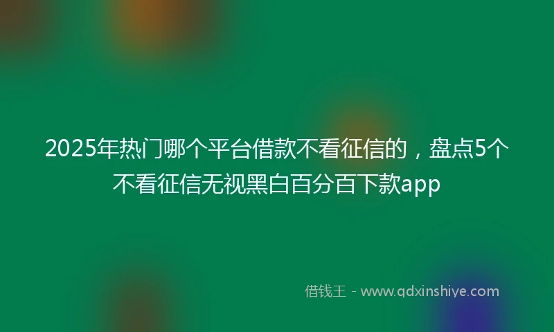 2025年热门哪个平台借款不看征信的，盘点5个不看征信无视黑白百分百下款app