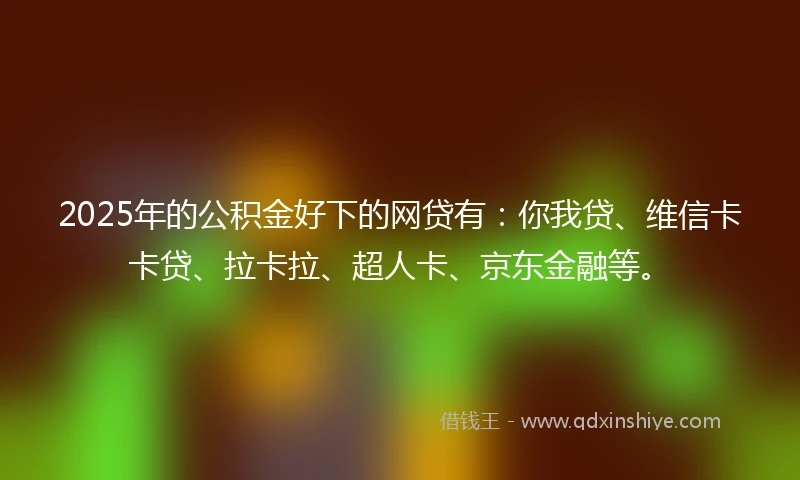2025年的公积金好下的网贷有：你我贷、维信卡卡贷、拉卡拉、超人卡、京东金融等。