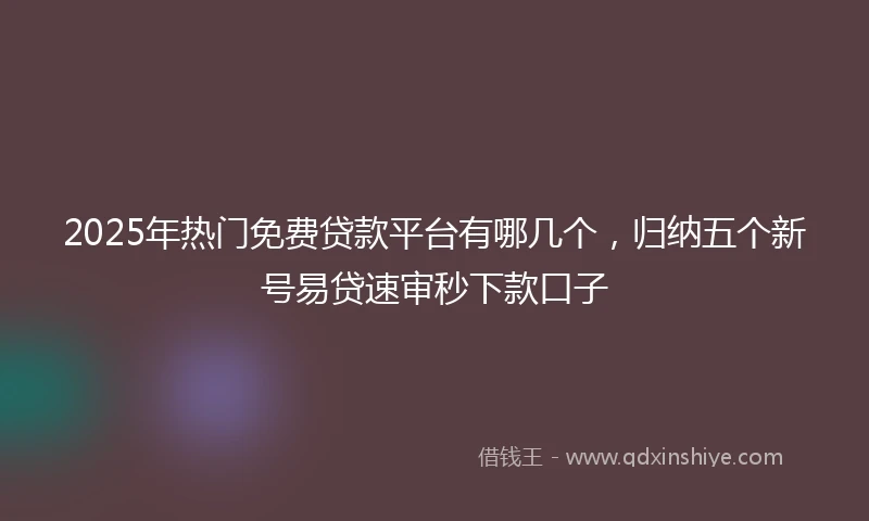 2025年热门免费贷款平台有哪几个，归纳五个新号易贷速审秒下款口子
