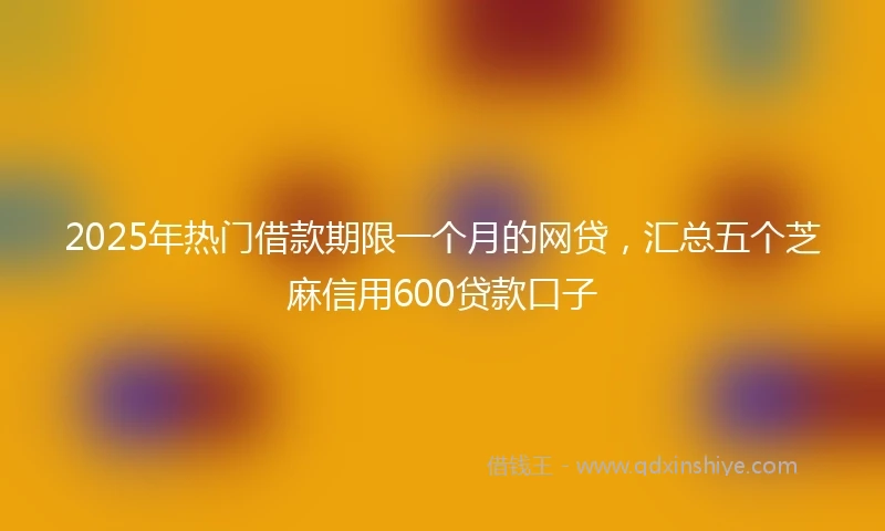 2025年热门借款期限一个月的网贷，汇总五个芝麻信用600贷款口子