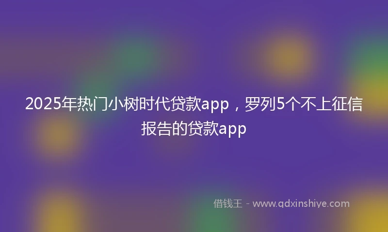 2025年热门小树时代贷款app，罗列5个不上征信报告的贷款app
