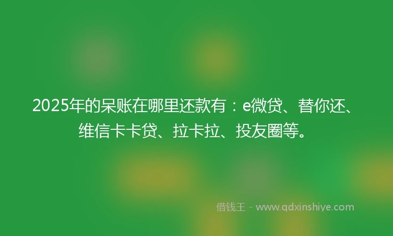 2025年的呆账在哪里还款有：e微贷、替你还、维信卡卡贷、拉卡拉、投友圈等。