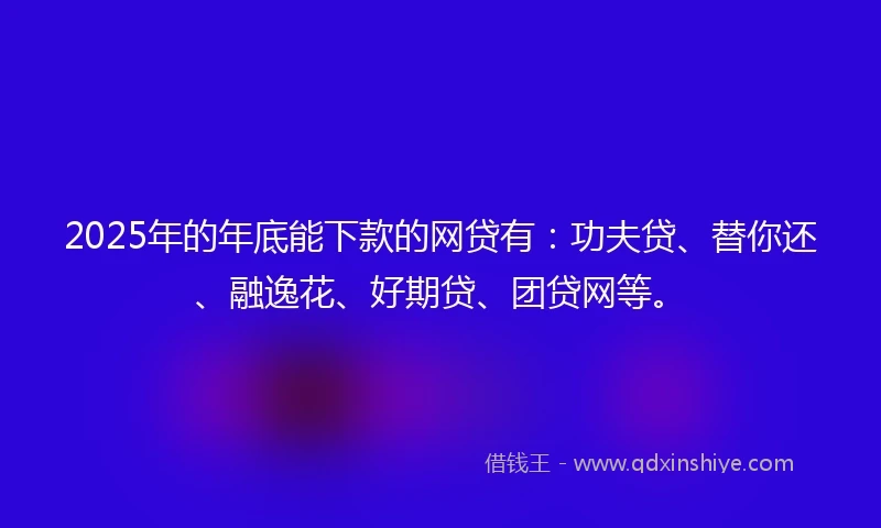 2025年的年底能下款的网贷有：功夫贷、替你还、融逸花、好期贷、团贷网等。