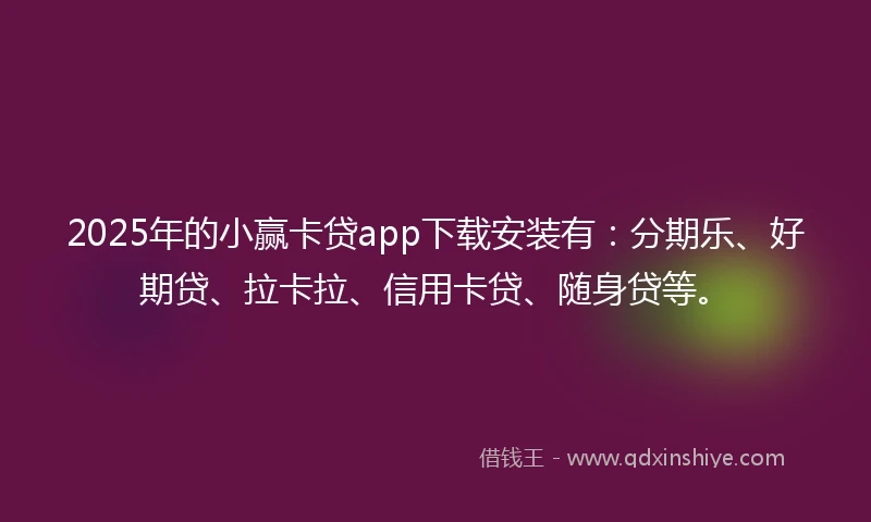 2025年的小赢卡贷app下载安装有：分期乐、好期贷、拉卡拉、信用卡贷、随身贷等。