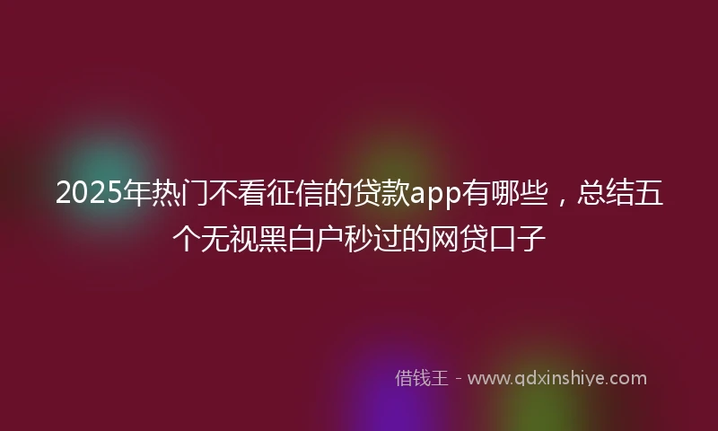 2025年热门不看征信的贷款app有哪些，总结五个无视黑白户秒过的网贷口子
