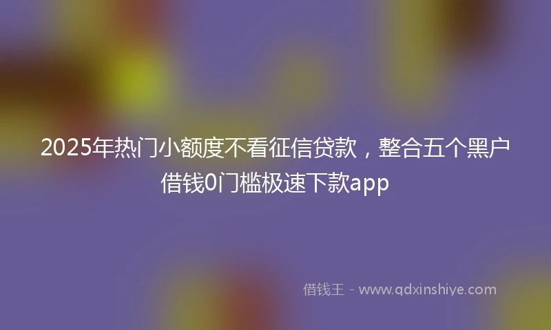 2025年热门小额度不看征信贷款，整合五个黑户借钱0门槛极速下款app