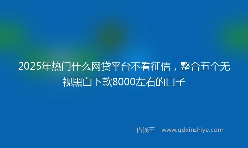 2025年热门什么网贷平台不看征信，整合五个无视黑白下款8000左右的口子