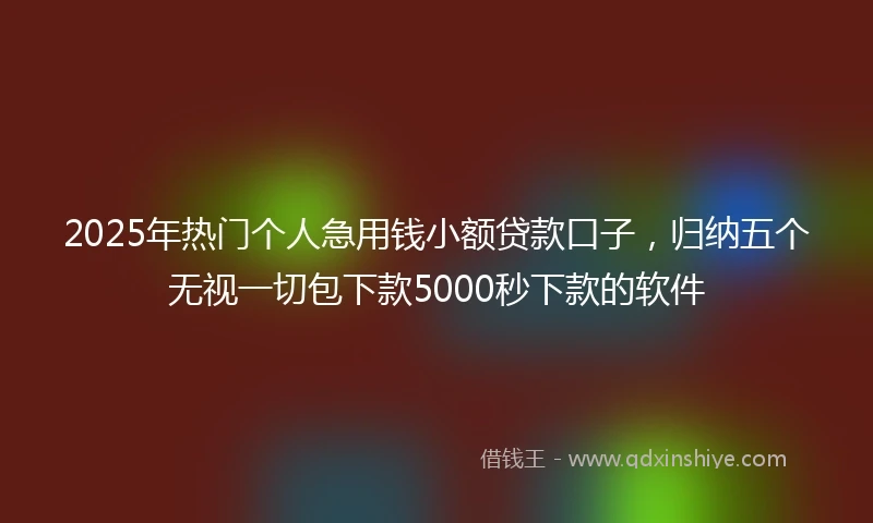 2025年热门个人急用钱小额贷款口子，归纳五个无视一切包下款5000秒下款的软件