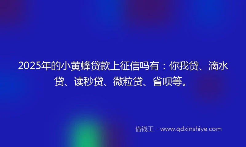 2025年的小黄蜂贷款上征信吗有：你我贷、滴水贷、读秒贷、微粒贷、省呗等。