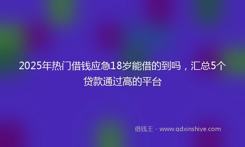 2025年热门借钱应急18岁能借的到吗，汇总5个贷款通过高的平台