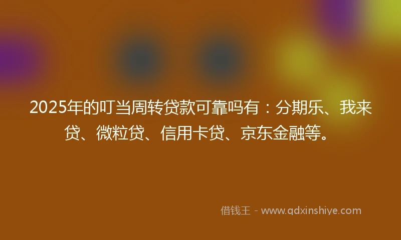 2025年的叮当周转贷款可靠吗有：分期乐、我来贷、微粒贷、信用卡贷、京东金融等。