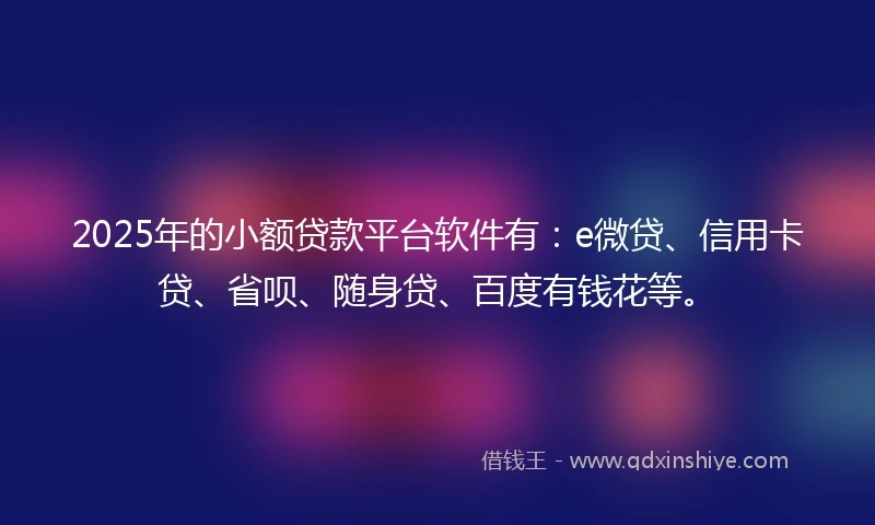 2025年的小额贷款平台软件有：e微贷、信用卡贷、省呗、随身贷、百度有钱花等。