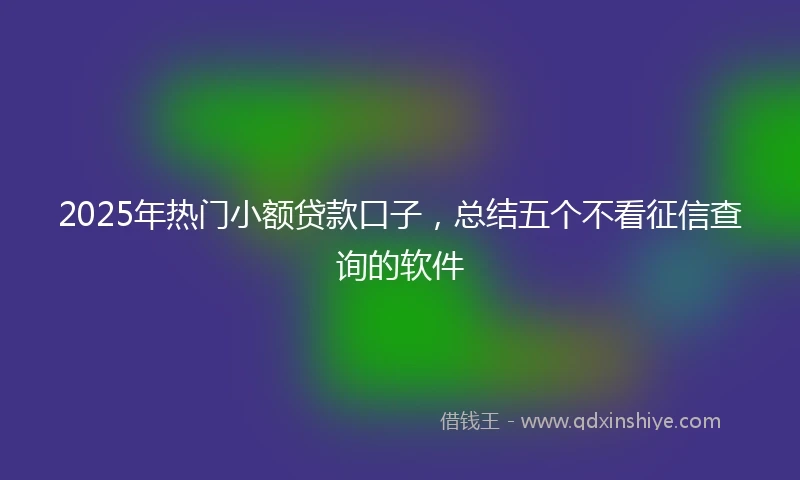 2025年热门小额贷款口子，总结五个不看征信查询的软件