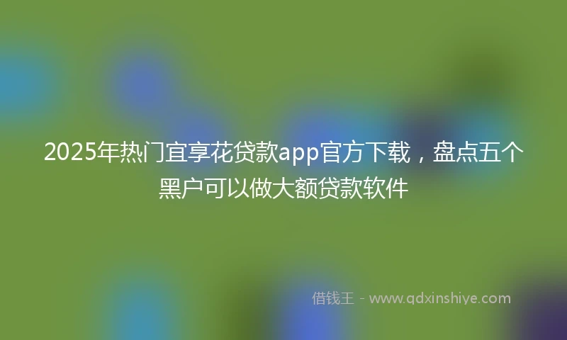 2025年热门宜享花贷款app官方下载，盘点五个黑户可以做大额贷款软件
