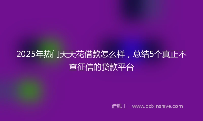 2025年热门天天花借款怎么样，总结5个真正不查征信的贷款平台
