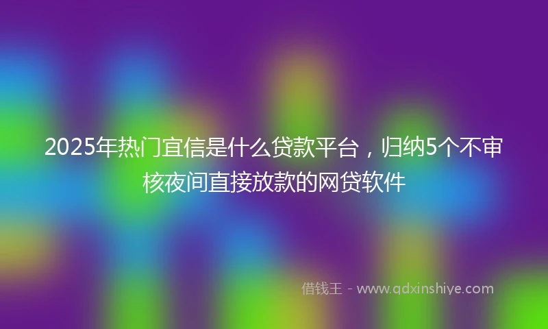 2025年热门宜信是什么贷款平台，归纳5个不审核夜间直接放款的网贷软件