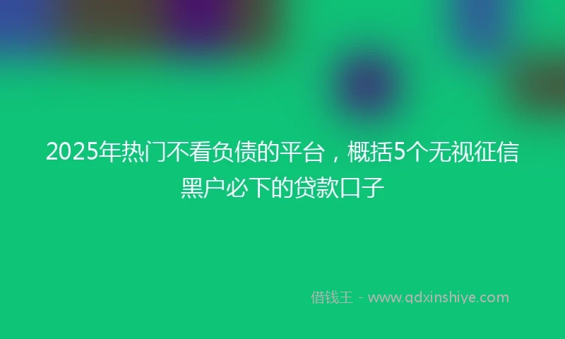 2025年热门不看负债的平台，概括5个无视征信黑户必下的贷款口子