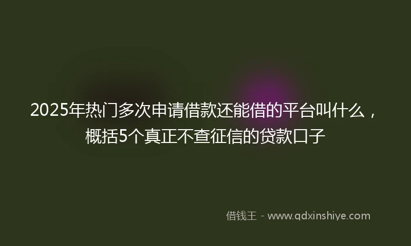 2025年热门多次申请借款还能借的平台叫什么，概括5个真正不查征信的贷款口子