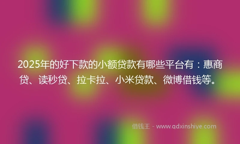 2025年的好下款的小额贷款有哪些平台有：惠商贷、读秒贷、拉卡拉、小米贷款、微博借钱等。