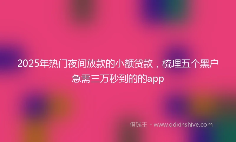 2025年热门夜间放款的小额贷款，梳理五个黑户急需三万秒到的的app