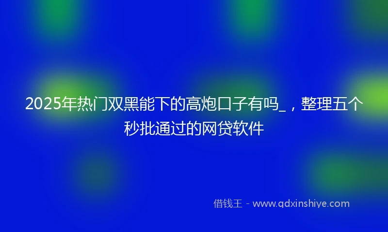 2025年热门双黑能下的高炮口子有吗_，整理五个秒批通过的网贷软件