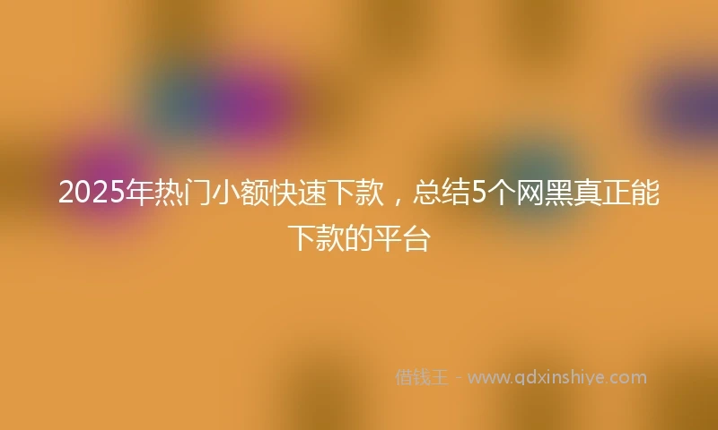 2025年热门小额快速下款，总结5个网黑真正能下款的平台