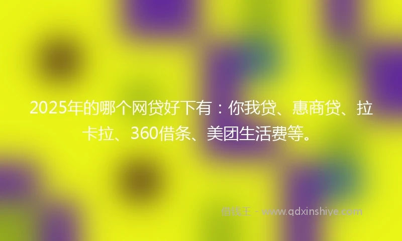 2025年的哪个网贷好下有：你我贷、惠商贷、拉卡拉、360借条、美团生活费等。