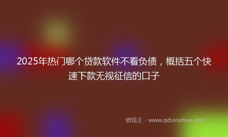 2025年热门哪个贷款软件不看负债，概括五个快速下款无视征信的口子