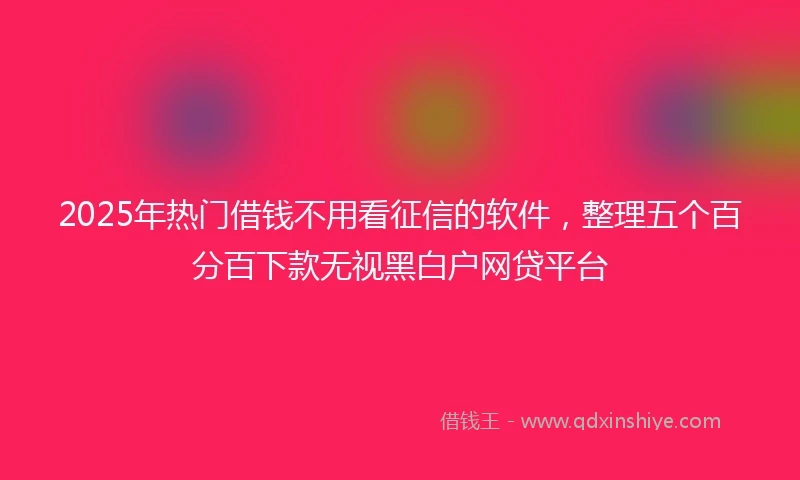 2025年热门借钱不用看征信的软件，整理五个百分百下款无视黑白户网贷平台