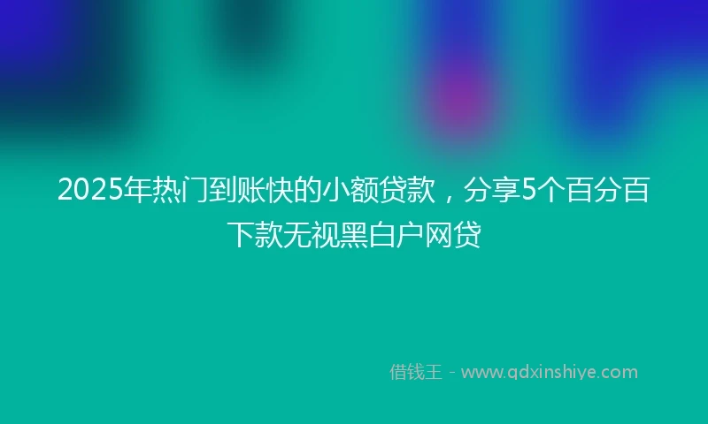 2025年热门到账快的小额贷款，分享5个百分百下款无视黑白户网贷