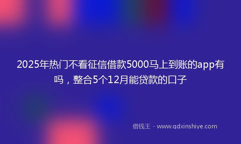 2025年热门不看征信借款5000马上到账的app有吗，整合5个12月能贷款的口子