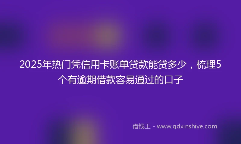 2025年热门凭信用卡账单贷款能贷多少，梳理5个有逾期借款容易通过的口子