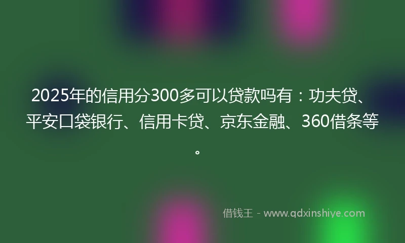2025年的信用分300多可以贷款吗有：功夫贷、平安口袋银行、信用卡贷、京东金融、360借条等。