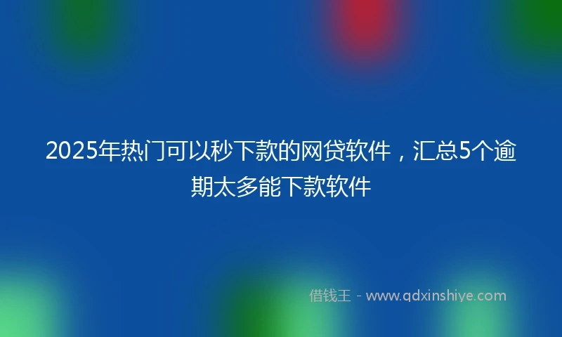 2025年热门可以秒下款的网贷软件，汇总5个逾期太多能下款软件