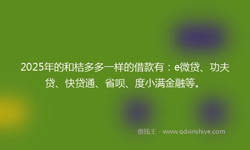 2025年的和桔多多一样的借款有：e微贷、功夫贷、快贷通、省呗、度小满金融等。