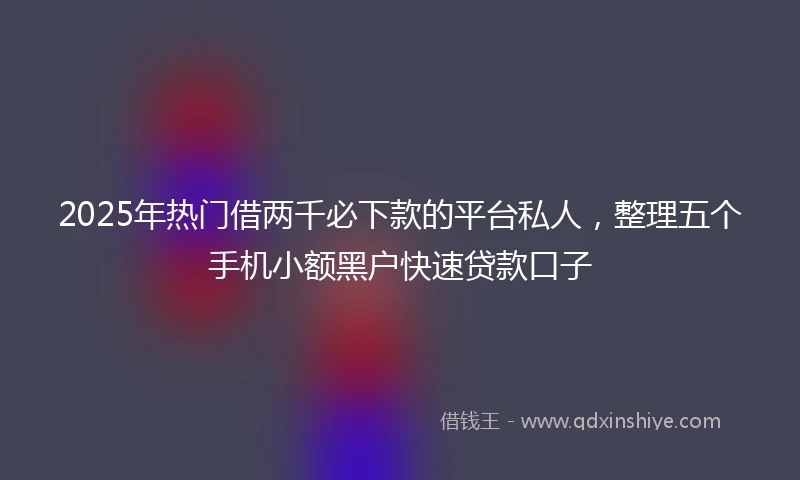 2025年热门借两千必下款的平台私人，整理五个手机小额黑户快速贷款口子