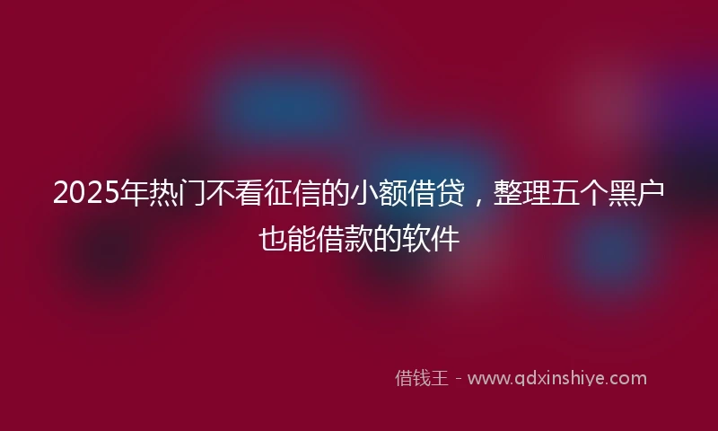 2025年热门不看征信的小额借贷，整理五个黑户也能借款的软件
