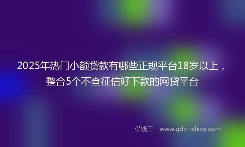 2025年热门小额贷款有哪些正规平台18岁以上，整合5个不查征信好下款的网贷平台