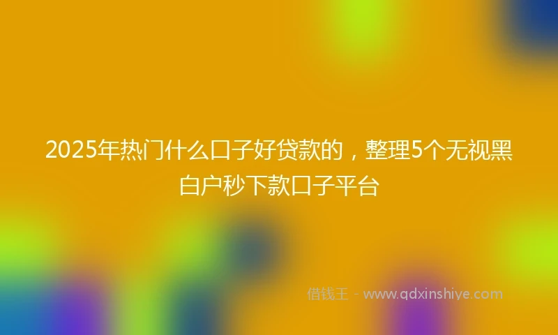 2025年热门什么口子好贷款的，整理5个无视黑白户秒下款口子平台