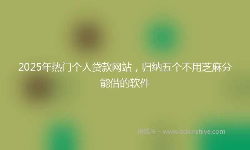 2025年热门个人贷款网站，归纳五个不用芝麻分能借的软件