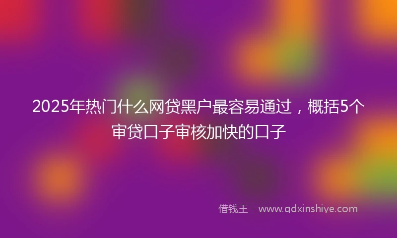2025年热门什么网贷黑户最容易通过，概括5个审贷口子审核加快的口子