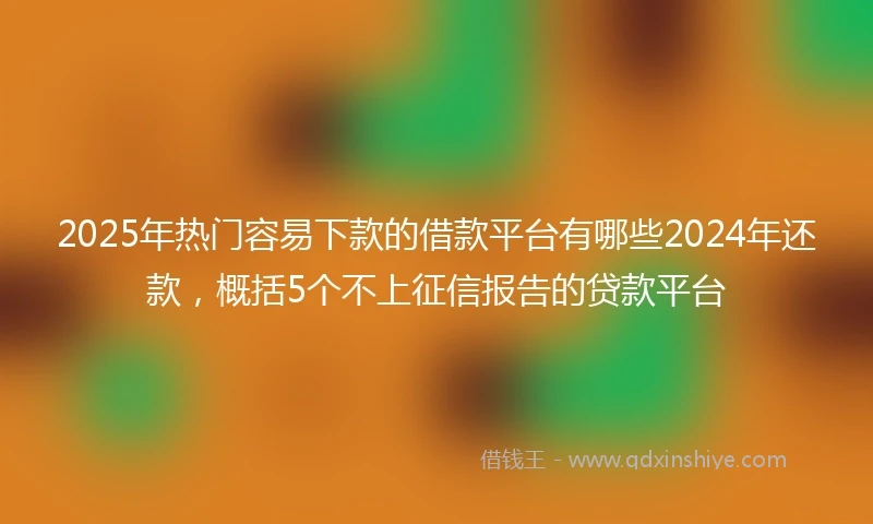 2025年热门容易下款的借款平台有哪些2024年还款，概括5个不上征信报告的贷款平台